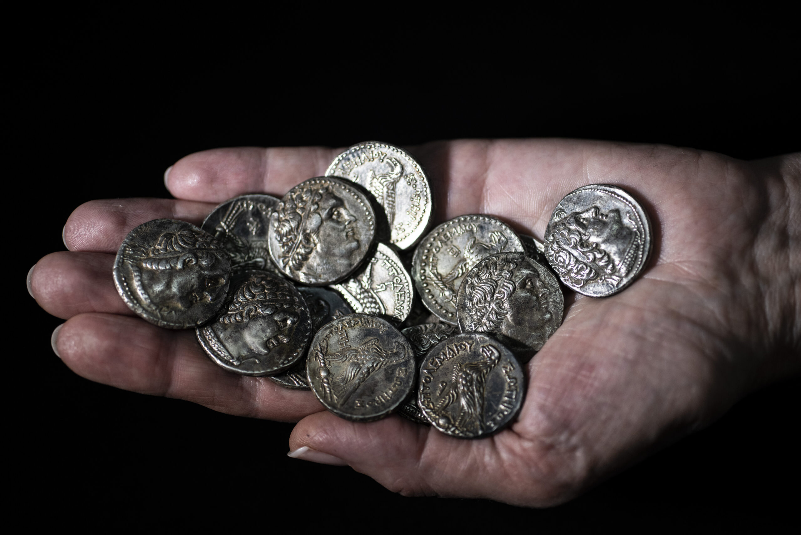 15 silver coins from Judean Desert excavation Israel Antiquities Authority.jpg